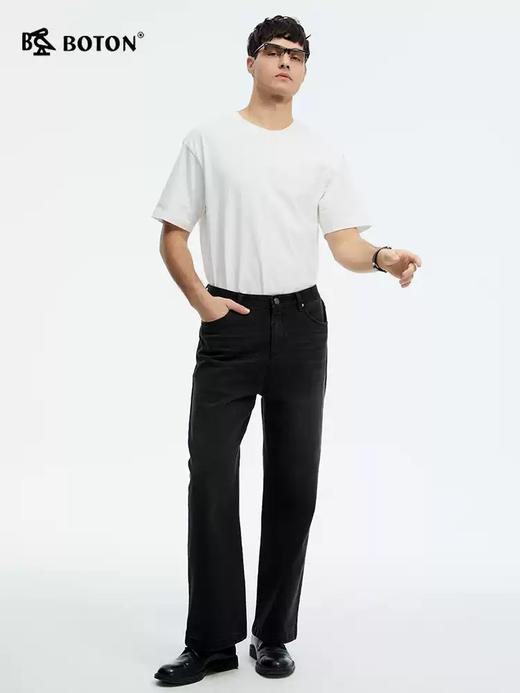 波顿男士春夏季窄版阔腿直筒牛仔裤高端美式百搭长裤ME958125 商品图1