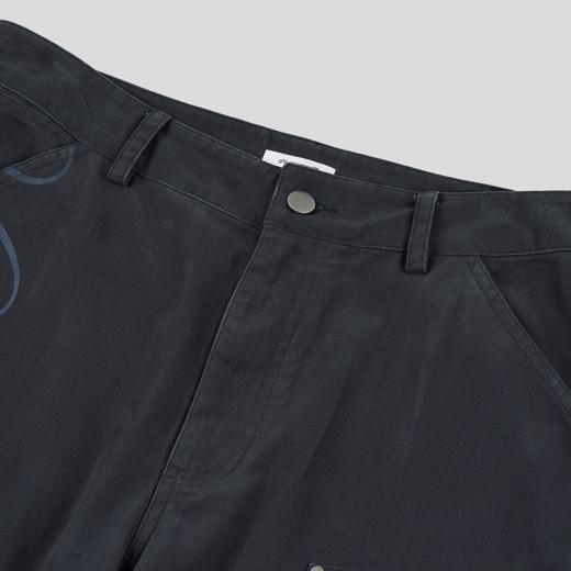 GOODBAI 916 EXPRESS 复古暗纹字母印花宽松工装裤长裤 商品图3