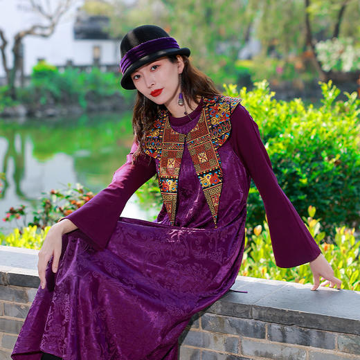 【2026春节款】绣披紫韵云肩连衣裙 | 现货加急发 商品图3