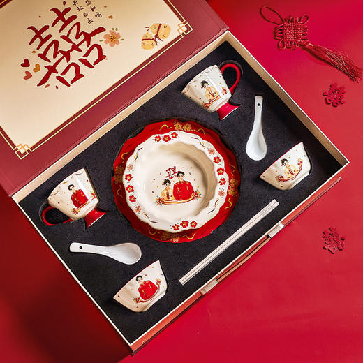 摩登主妇新婚订婚结婚礼物送新人闺蜜高级实用碗盘碟餐具套装礼盒 商品图3