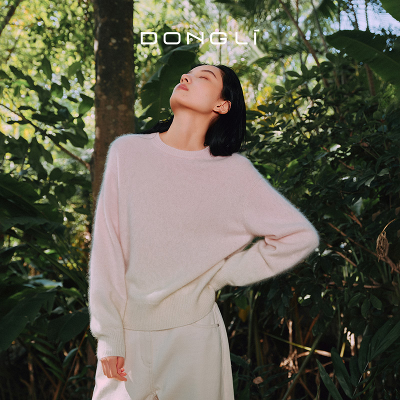 东黎 • 你本珍贵 松枥 山羊绒女士秋季拉毛圆领套衫 5386