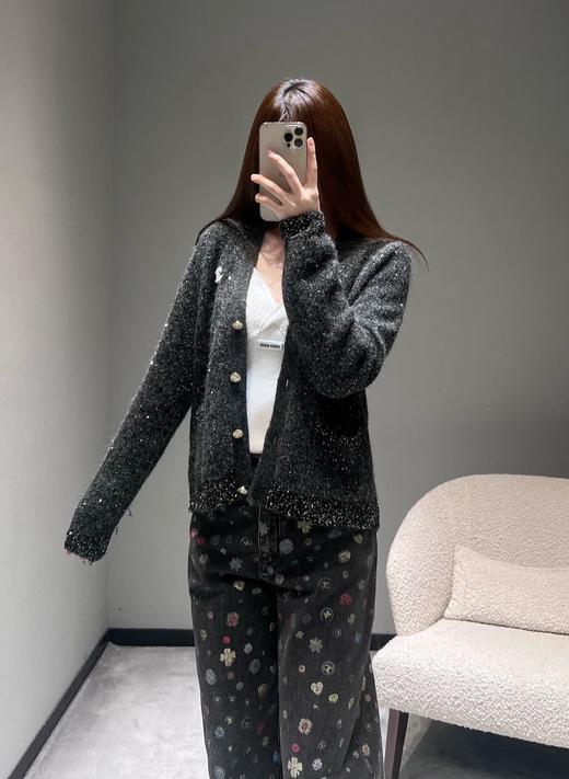 女款银闪V领针织开衫毛衣hu025 商品图3