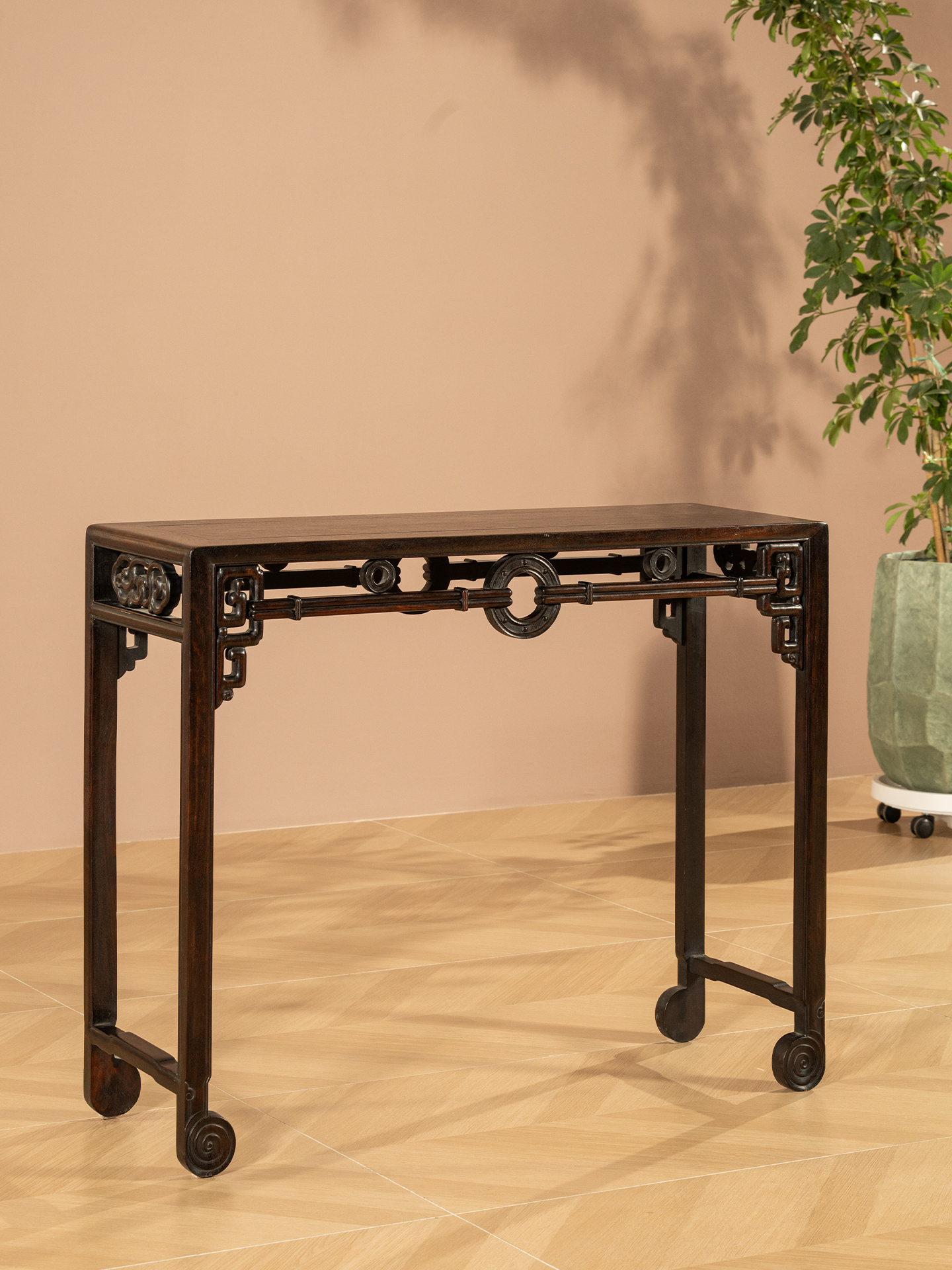 清	红木拱璧纹条桌