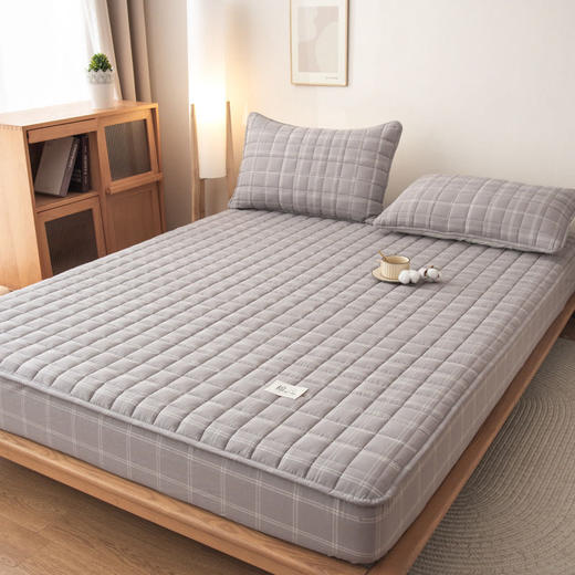 【全棉夹棉床笠】 A类全棉色织抗菌大豆夹棉床笠席梦思保护罩 360℃全方位呵护家人健康 商品图6