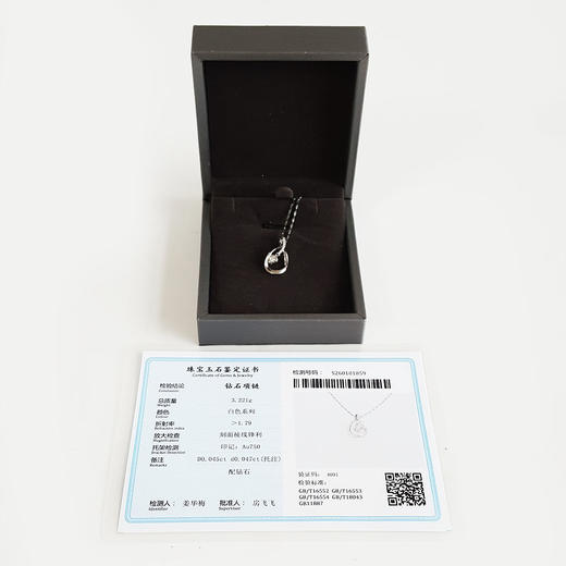 中国黄金AU750白金简约时尚0.045克拉钻石吊坠项链20.4*11.1*5.4MM（皆取最大值）链长：43CM（长度可调节）270126NJ20 商品图1