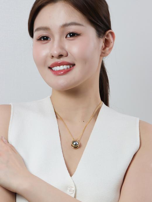 【挚友限定】18k金大溪地铂金灰珍珠吊坠14-15mm 商品图3