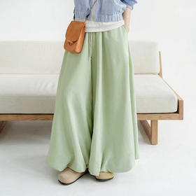 马登桃皮绒垂感糯米花苞灯笼裙裤阔腿宽松紧腰抽绳休闲长裤子女春