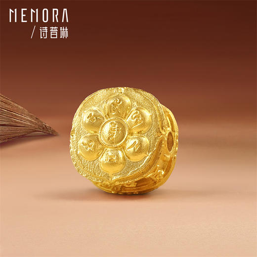 【新品首发】五髻文殊足金黄金宝宝佛挂坠转运珠 鎏彩工艺孩子礼物MEMORA诗普琳HP922701 商品图11
