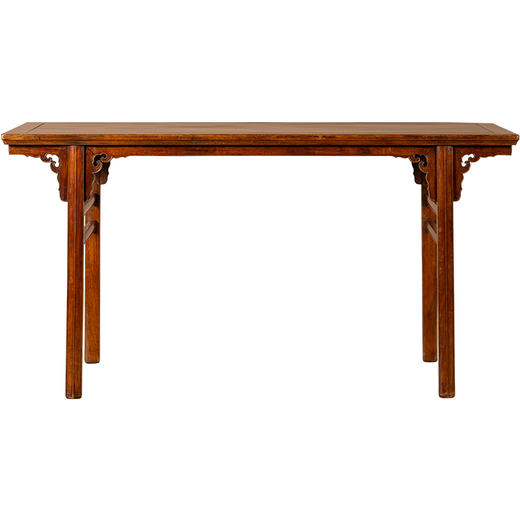 清中期	黄花梨夹头榫如意云纹独板画案 商品图5