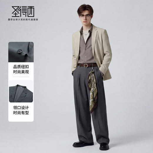 【时尚有型】圣得西轻西装版型夹克男款2026年春季商务风高级外套 商品图3