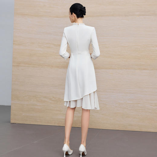 IWY/优雅风白色连衣裙女长袖收腰显瘦通勤裙高级感气质西装裙25Q861 商品图4