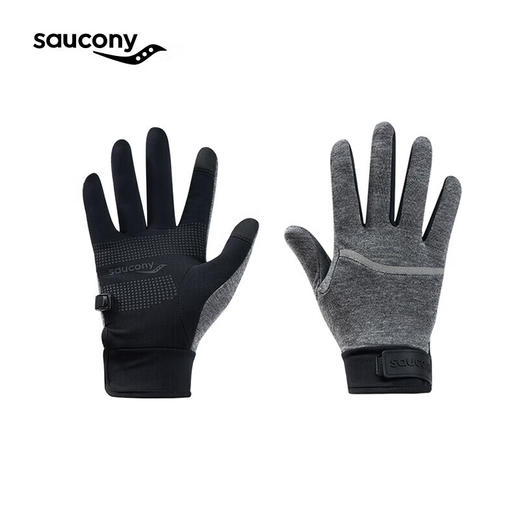 Saucony索康尼 男女同款手背羊毛面料魔术贴轻量保暖透气防滑针织运动手套 商品图0