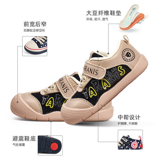 泰兰尼斯春款婴童段包头防踢透气网布步前鞋学步鞋T01B4A4094 商品图1