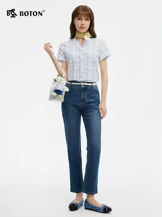【天棉 莱赛尔】波顿春夏季女士高腰小直筒修身棉质牛仔长裤LE361125 商品图1