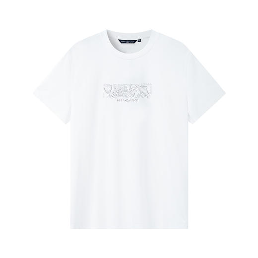 【棉混纺】德鲨黑色短袖圆领T恤男2026夏款休闲上衣打底衫 商品图1