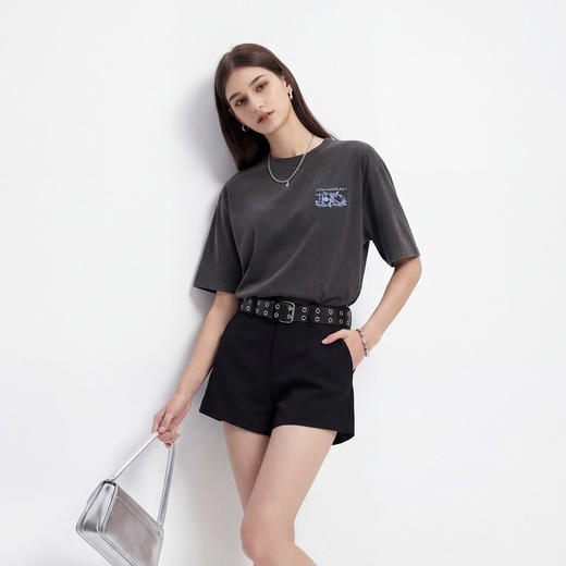 IDEVERRAY短袖白色t恤春季穿搭美式高街男女同款新品圆领套头上衣 商品图3