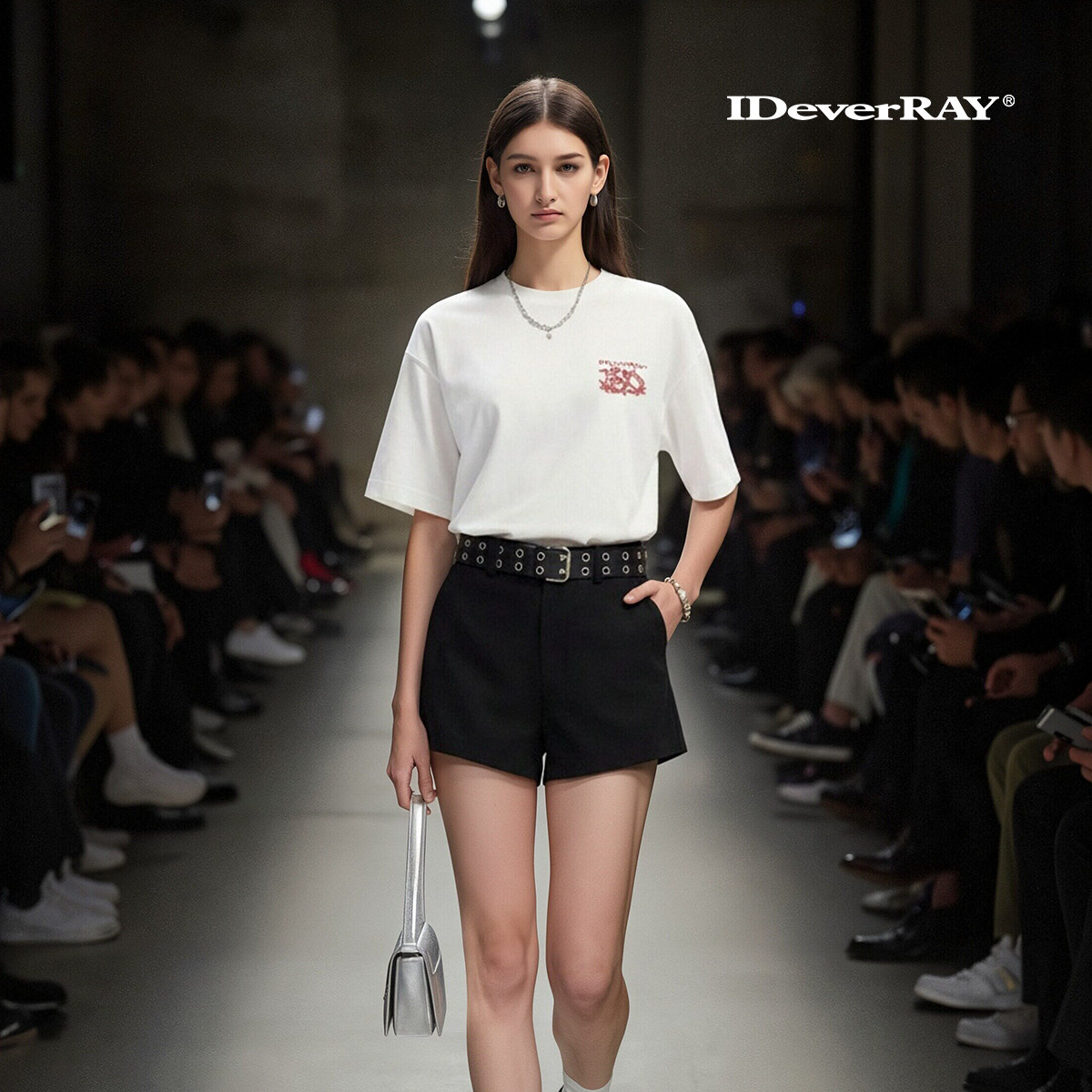 IDEVERRAY短袖白色t恤春季穿搭美式高街男女同款新品圆领套头上衣