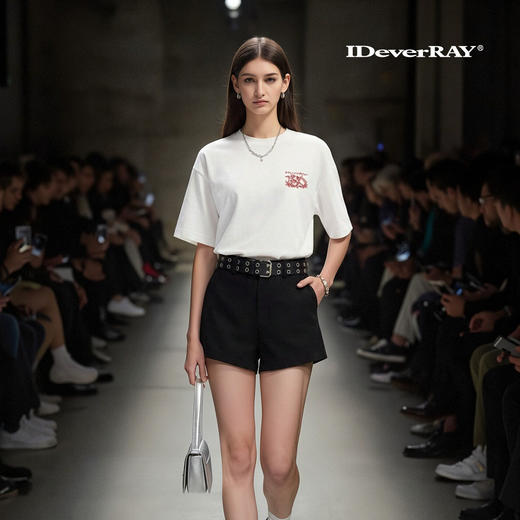 IDEVERRAY短袖白色t恤春季穿搭美式高街男女同款新品圆领套头上衣 商品图0