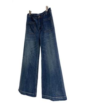 女款无侧缝阔腿牛仔裤长裤la