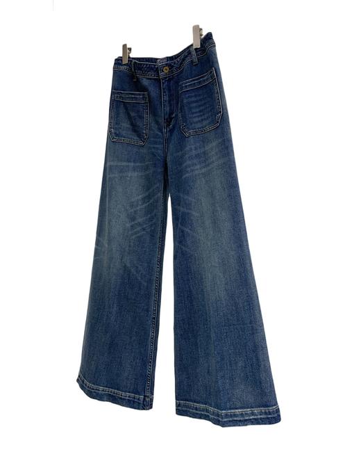 女款无侧缝阔腿牛仔裤长裤la 商品图0