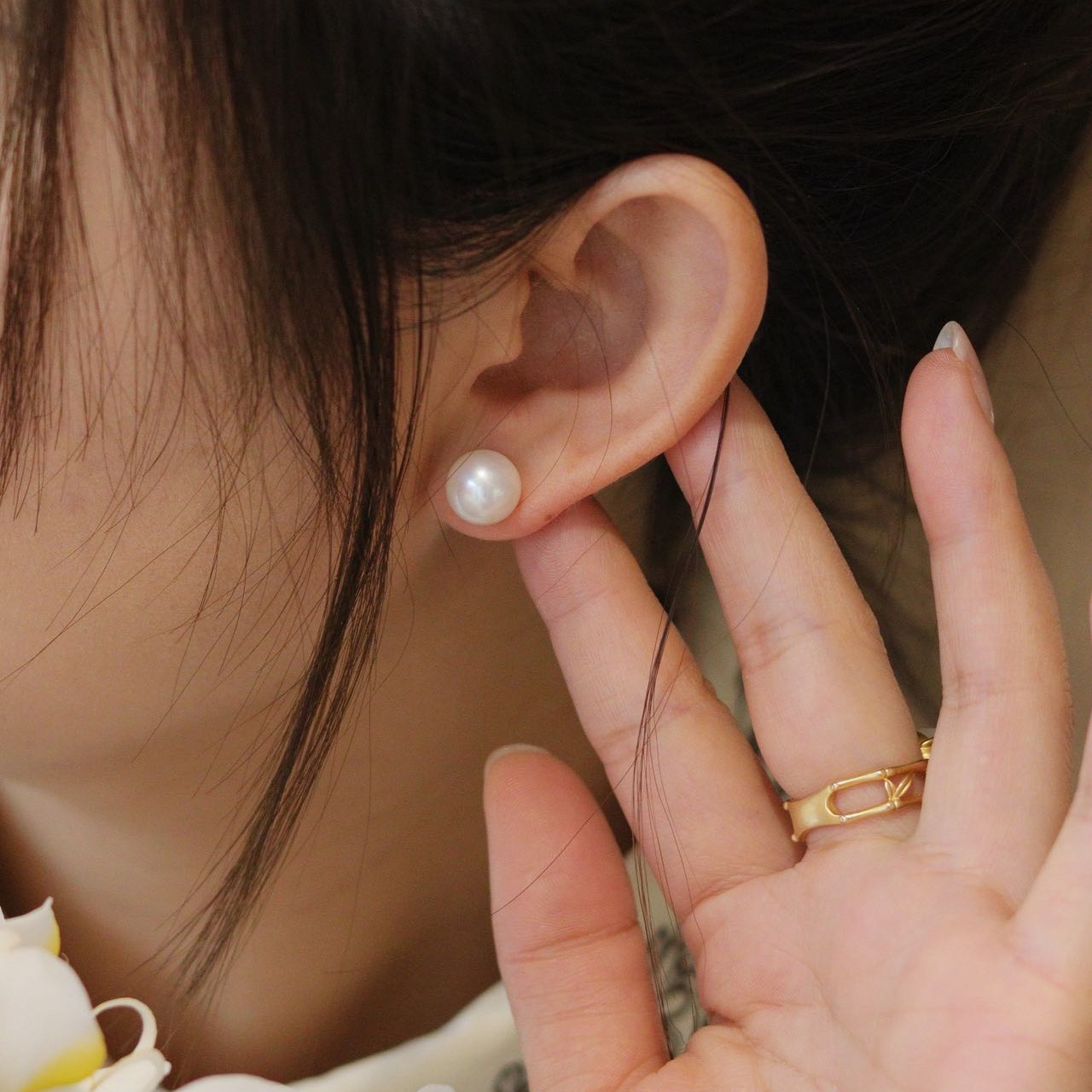 最后十对啦【 88元抢特惠耳钉】8-9mm淡水珍珠耳钉 馒头钉 925银针~