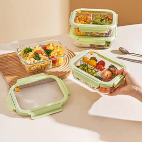 摩登主妇玻璃分格饭盒可微波炉加热上班族专用水果便当盒带饭餐盒