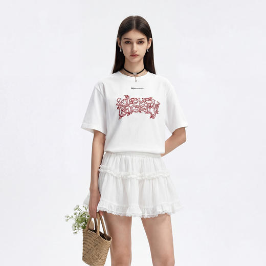 【明星同款】IDEVERRAY春季新品T恤情侣送礼绳结设计感圆领短袖宽松男女同款T 商品图3