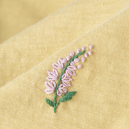 【林栖设计小店】植物染色|手工绣花优雅多色百搭宽松2026春新款纯棉T恤1961001 商品图9