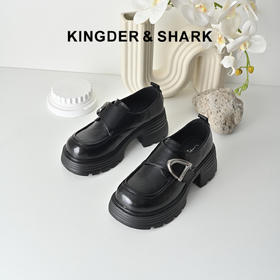 经典鲨2026春专柜新品百搭黑色4.5cm中粗跟通勤乐福鞋单鞋女KW230-617051