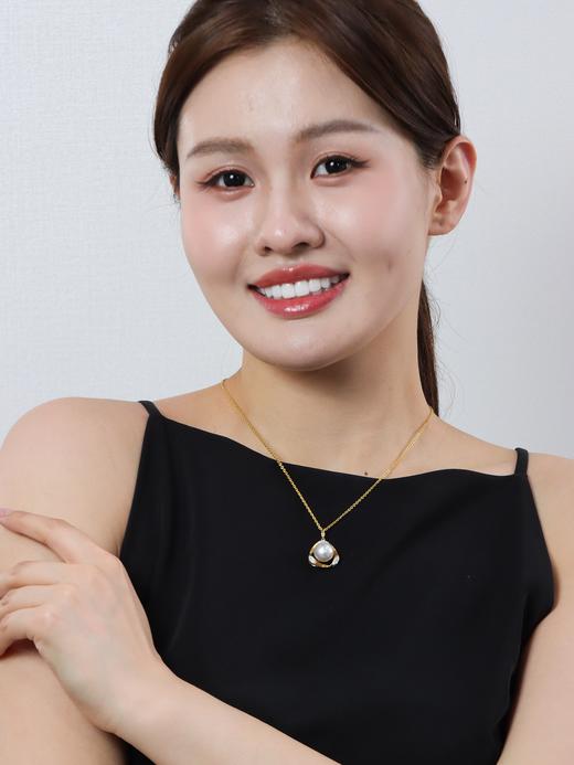 【挚友限定】18K金磨砂澳白珍珠钻石吊坠11-12 商品图3