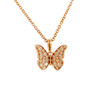 【天然正品】AU750玫瑰金简约时尚蝴蝶造型0.22克拉群镶钻石吊坠项链11.1*10.5*2.8MM（皆取最大值）链长：45CM（长度可调节）260126TB60 商品缩略图0