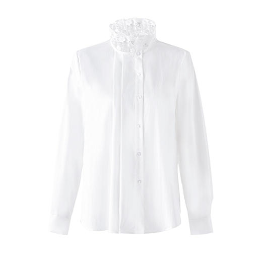 「高货wl」全新升级【铂金会员266/天猫359/差价93】(03252)洛诗琳法式复古蕾丝花边领上衣2026春季新款通勤百搭衬衫 商品图4