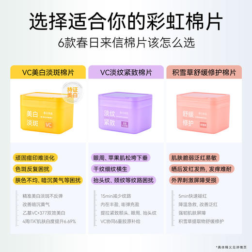 ¹春日来信【彩虹湿敷棉片】哪里有斑敷哪里/哪里有痘敷哪里/哪里想白敷哪里/哪里干燥敷哪里 分区精准护理 60片/盒CF01-CRMM-XYPP 商品图1