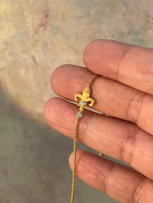 金色鸢尾重工拉丝吊坠项链/手链   绝美光华 银镀金首饰  （非质量问题 不退不换） 商品图1