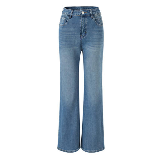 「高货wl」全新升级【铂金会员266/天猫359/差价93】(24751)洛诗琳气质四面弹牛仔裤2026春季新款烫钻法式高腰微喇裤 商品图4