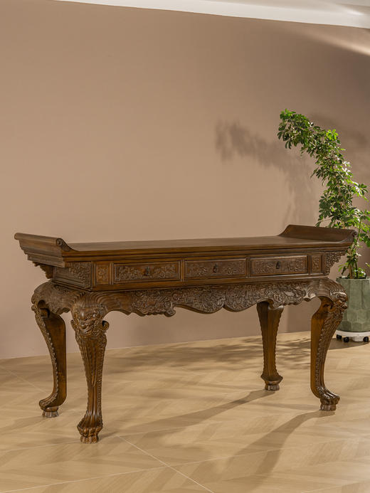 二十世纪	楠木高束腰三弯腿翘头大供案 商品图0