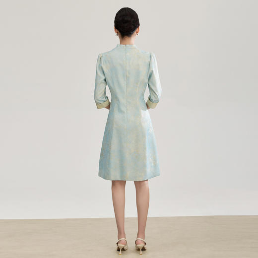 「高货wl」全新升级【铂金会员367/天猫499/差价132】(75023)洛诗琳新中式云锦感连衣裙2026春夏新款提花缎旗袍收腰裙 商品图2