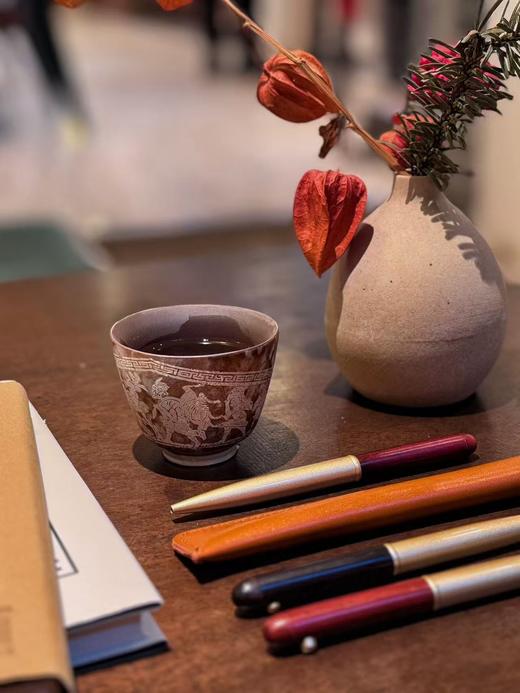 新品【升级版真皮套装】黄铜檀木签字笔 商品图6