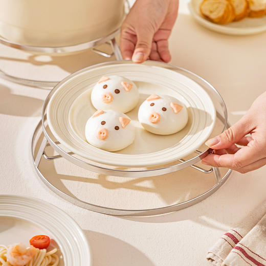 摩登主妇304不锈钢蒸架厨房多功能置物架台面隔热架家用蒸煮支架 商品图3