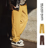 马登工装美式方格黄色玉米绒休闲裤直筒抽绳束脚宽松长裤子男款春 商品缩略图0