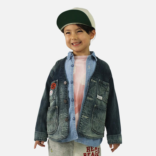 DD日本童装 DENIM DUNGAREE 8盎司无领丹宁牛仔夹克 商品图0