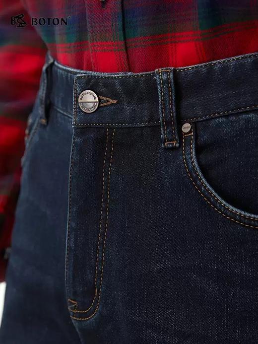 波顿男士秋冬季牛仔裤修身加毛底通勤复古百搭休闲时尚长裤ME978325 商品图3