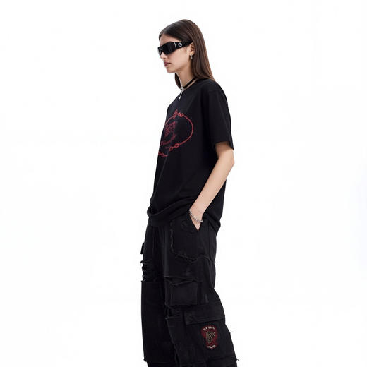 IDEVERRAY高级感绳结设计新品T小个子女正肩上衣情人节送女友T恤 商品图1