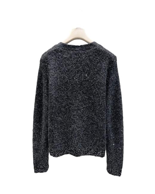 女款银闪V领针织开衫毛衣hu025 商品图1