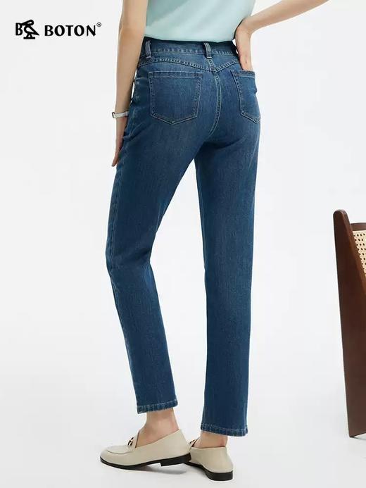 【天棉 莱赛尔】波顿春夏季女士高腰小直筒修身棉质牛仔长裤LE361125 商品图2