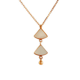 【天然正品】AU750玫瑰金经典时尚双扇子造型贝母吊坠项链22.9*7.9*1.3MM（皆取最大值）链长：43CM（长度可调节）170126NJS39