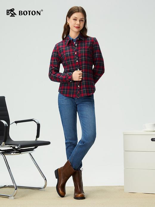 【热痰蓄温】波顿女士秋冬季高弹直筒修身加绒牛仔裤高腰显瘦长裤LE389325 商品图1