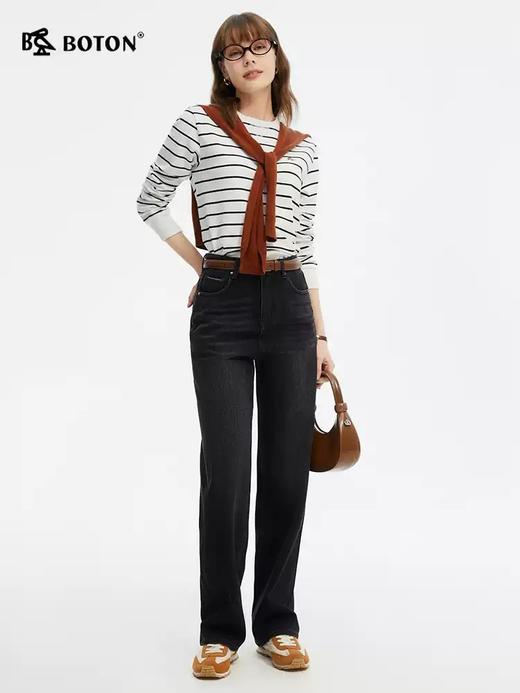 【四面弹】波顿女士春夏季美式休闲宽松直筒弹力牛仔长裤LE366125 商品图1