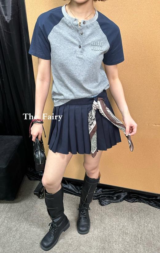 女款棉质拼色短袖T恤hu017 商品图3