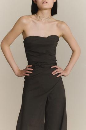 Cortana 26PS 深雾灰亚麻brenna抹胸上衣